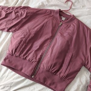 Cropped Pink Bomber Jacket